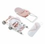 Olivia's Little World Station de Nurserie 3pcs Lit Bebe Chaise Haute et Poussette Rose Gris