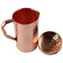 Herbever ® Carafe indienne en cuivre pur avec 2 verres martelés
