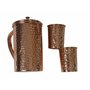 Herbever ® Carafe indienne en cuivre pur avec 2 verres martelés