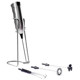 Ozeri Mousseur à lait et fouet en acier inoxydable avec support et 4à accessoires