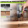 WORKPRO Perceuse Visseuse Sans Fil 8V, Visseuse Devisseuse Sans Fil Gris Vert, Accessoires 53 Pièces, avec Mandrin 10mm, LED Lum