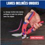 WORKPRO Ciseaux Robustes de 250 mm, Ciseaux Coudés Polyvalents, Coupe-tapis à Lame Dentelée, Cisailles à Ressort en Acier Inoxyd