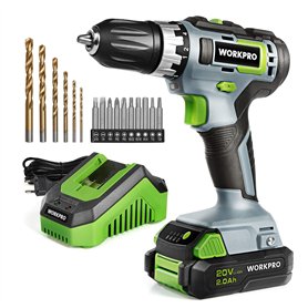 WORKPRO Perceuse Visseuse sans Fil 18V avec Mandrin 3/8’’