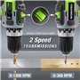 WORKPRO Perceuse Visseuse sans Fil 18V avec Mandrin 3/8’’, 2 Vitesses, Réglage de Couple 18 + 1, Charge Rapide 1H, Visseuse Devi