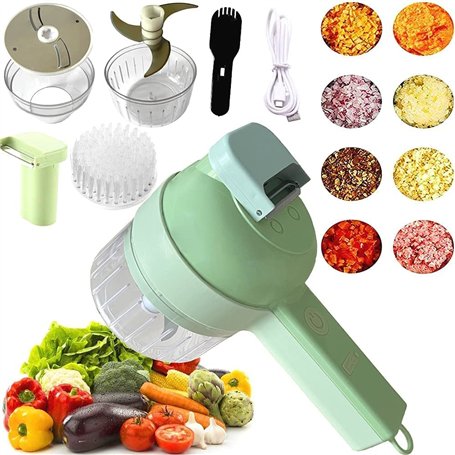Ensemble de coupe-légumes électrique portable 4 en 1 hachoir à ail électrique multifonctionnel pour chili gingembre poivre oigno