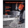 VEVOR Marteau de Démolition 2200 W Marteau-Piqueur 66 J 1350 BPM Marteau Perforateur avec 6 Burins Remplaçables Poignée Rotative