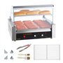 VEVOR Rouleau à hot-dogs, 11 rouleaux, machine à griller les saucisses en acier inoxydable avec double contrôle de température, 