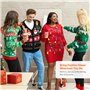 Giggling Getup Robe pull de Noël longue rouge pour femme avec ampoules lumineuses colorées, robes de Noël pour femmes, pull moch