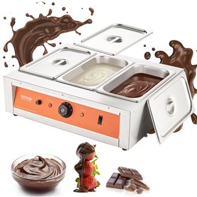 VEVOR Tempéreuse à Chocolat Commerciale 1500 W Bain-Marie Électrique pour Chocolat 3 Cuves de 3