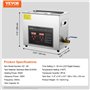 VEVOR Nettoyeur à Ultrasons 6L en Acier Inoxydable Bac Ultrasons Numérique avec Chauffage Temps et Température Réglables Apparei