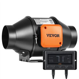 VEVOR Ventilateur d'Extraction 100 mm Extracteur d'Air Conduit 348 m³/h 21 W Régulateur Température Humidité Silencieux Moteur É