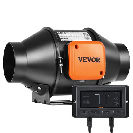 VEVOR Ventilateur d'Extraction 100 mm Extracteur d'Air Conduit 348 m³/h 21 W Régulateur Température Humidité Silencieux Moteur É