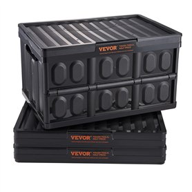 VEVOR Caisse de Rangement Plastique Pliable avec Couvercles 3PCS Bac de Rangement Empilable Capacité d'Une Boîte 45 L avec Poign