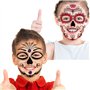 Halloween Tatouages Temporaires pour visage (8 Feuilles), Howaf Crâne mort Floral Squelette Noir Tatouages éphémères Pour homme 