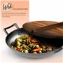 5 L - Poêle - Couvercle en Bois - Compatible avec Plaques de Cuisson Électriques et