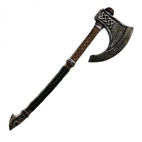 LOOYAR Hache de combat Viking Aegishjalmur Valknut en mousse – Accessoire d'Halloween inspiré de la mythologie nordique