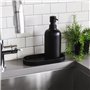 Yew Design Distributeur de savon rond noir mat pour salle de bain et cuisine