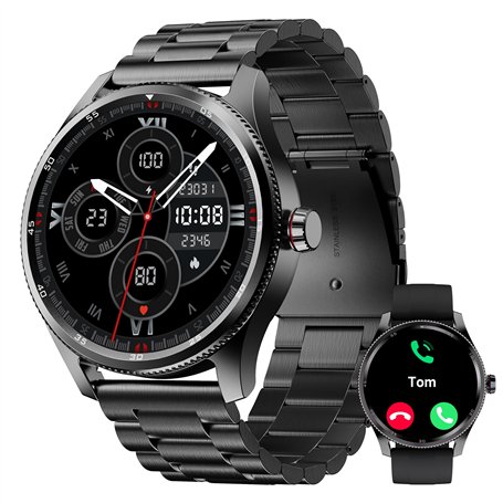 TOOBUR Montre Connectée Homme Lunette Métal avec Podomètre