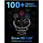 TOOBUR Montre Connectée Homme Lunette Métal avec Podomètre, Smartwatch 100 Sports, Répondre Passer Appel et Cardiofrequencemetre
