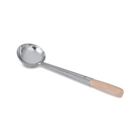 Craft Wok Petite louche en acier inoxydable avec poignée ergonomique en bois - Ustensile de cuisine asiatique professionnel pour
