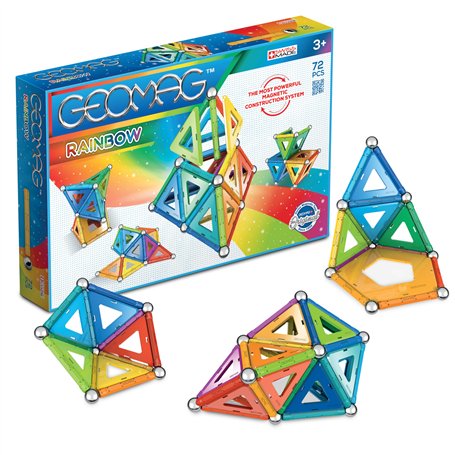 Geomag - Rainbow - 72 Pièces - Jeu de Construction Magnétiques pour Enfants Dès 3 Ans - Fabrication Suisse - Blocs Construction