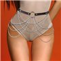 Flovel Punk Cuir Taille Chaîne Ceinture Noir Couches Corps Chaînes Harnais Discothèque Corps Chaîne pour Femmes et Filles