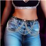 Flovel Punk Cuir Taille Chaîne Ceinture Noir Couches Corps Chaînes Harnais Discothèque Corps Chaîne pour Femmes et Filles