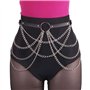 Flovel Punk Cuir Taille Chaîne Ceinture Noir Couches Corps Chaînes Harnais Discothèque Corps Chaîne pour Femmes et Filles