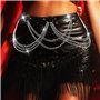 Flovel Punk Cuir Taille Chaîne Ceinture Noir Couches Corps Chaînes Harnais Discothèque Corps Chaîne pour Femmes et Filles