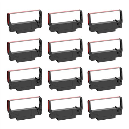 BIGGER Lot de 12 rubans encreurs ERC30 B/R compatibles avec Epson ERC-30 ERC 30 34 38 utilisés dans Epson TMU-220B/TM-300B