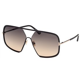 Tom Ford Lunettes de Soleil WARREN-02 FT 0867 SHINY BLACK/GREY BROWN SHADED 63/12/135 unisexe