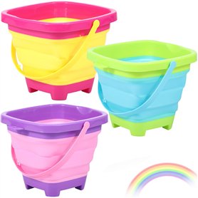 Foppla Lot de 3 seaux de plage pliables en silicone de 2 L avec poignée