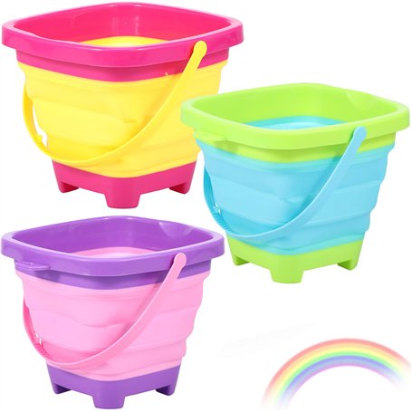 Foppla Lot de 3 seaux de plage pliables en silicone de 2 L avec poignée