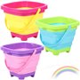 Foppla Lot de 3 seaux de plage pliables en silicone de 2 L avec poignée