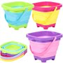 Foppla Lot de 3 seaux de plage pliables en silicone de 2 L avec poignée, multi-usages, seau à sable pliable pour enfants, plage,