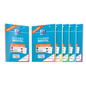 OXFORD Lot de 3 Blocs de 30 Fiches Bristol Perforées 2.0 A5 Q5/5 Bordures couleurs aléatoires