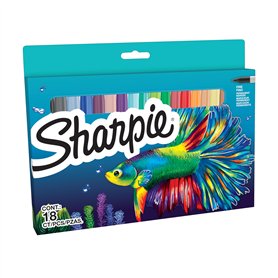 Sharpie Set de marqueurs permanents | Édition limitée Assortiment de couleurs Assortment | Pointe fine | 18 feutres marqueurs |