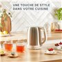 Bouilloire électrique Moulinex Subito inox finition beige, Indicateur 1tasse, Ouverture à une main, boule a thé, BY5S1AE0, Rise