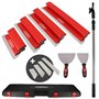 Lames à Lisser plaquiste - Coffret lames 0.35mm et 0.5mm - Acier inoxydable - Perche extensible - Lames souples et rigides
