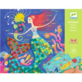 DJECO Kit Mosaïque Scintillante Le Chant des Sirènes - Arts Créatifs - Enfants 7-12 Ans - Développe la Dextérité - Thème Sirènes