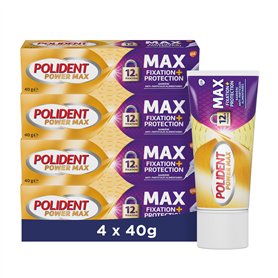 Polident Power Max Fixation + Protection Crème fixatrice Pour Prothèses Dentaires Partielles ou Complètes