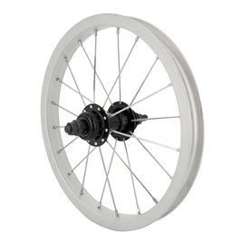 Bike Original - Roue Arrière 14" - Jante Alu Simple Paroi 20 Trous Argent - Moyeu Noir àÉcrous - Freinage sur Jante - Compatible