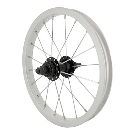 Bike Original - Roue Arrière 14" - Jante Alu Simple Paroi 20 Trous Argent - Moyeu Noir àÉcrous - Freinage sur Jante - Compatible