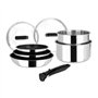 Sitram 714248 Batterie de cuisine Inox 8 Pièces : 3 Poêles Ø20