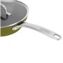 Sitram 715705 Sauteuse Aluminium Recyclé Ø 24 cm H 7 cm Vert Metallisé Revêtement intérieur sans PFOA - Manche en Inox Riveté, C