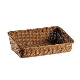 FSLQNX Corbeille à Pain Style Hand-Woven Rectangular Rattan Wicker Basket Fruit Tea Snack Bread Picnic Cosmetic Storage Box Kitc