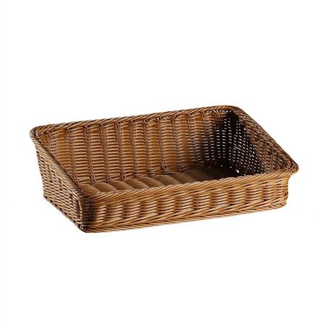 FSLQNX Corbeille à Pain Style Hand-Woven Rectangular Rattan Wicker Basket Fruit Tea Snack Bread Picnic Cosmetic Storage Box Kitc