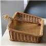 FSLQNX Corbeille à Pain Style Hand-Woven Rectangular Rattan Wicker Basket Fruit Tea Snack Bread Picnic Cosmetic Storage Box Kitc