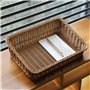 FSLQNX Corbeille à Pain Style Hand-Woven Rectangular Rattan Wicker Basket Fruit Tea Snack Bread Picnic Cosmetic Storage Box Kitc