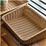FSLQNX Corbeille à Pain Style Hand-Woven Rectangular Rattan Wicker Basket Fruit Tea Snack Bread Picnic Cosmetic Storage Box Kitc